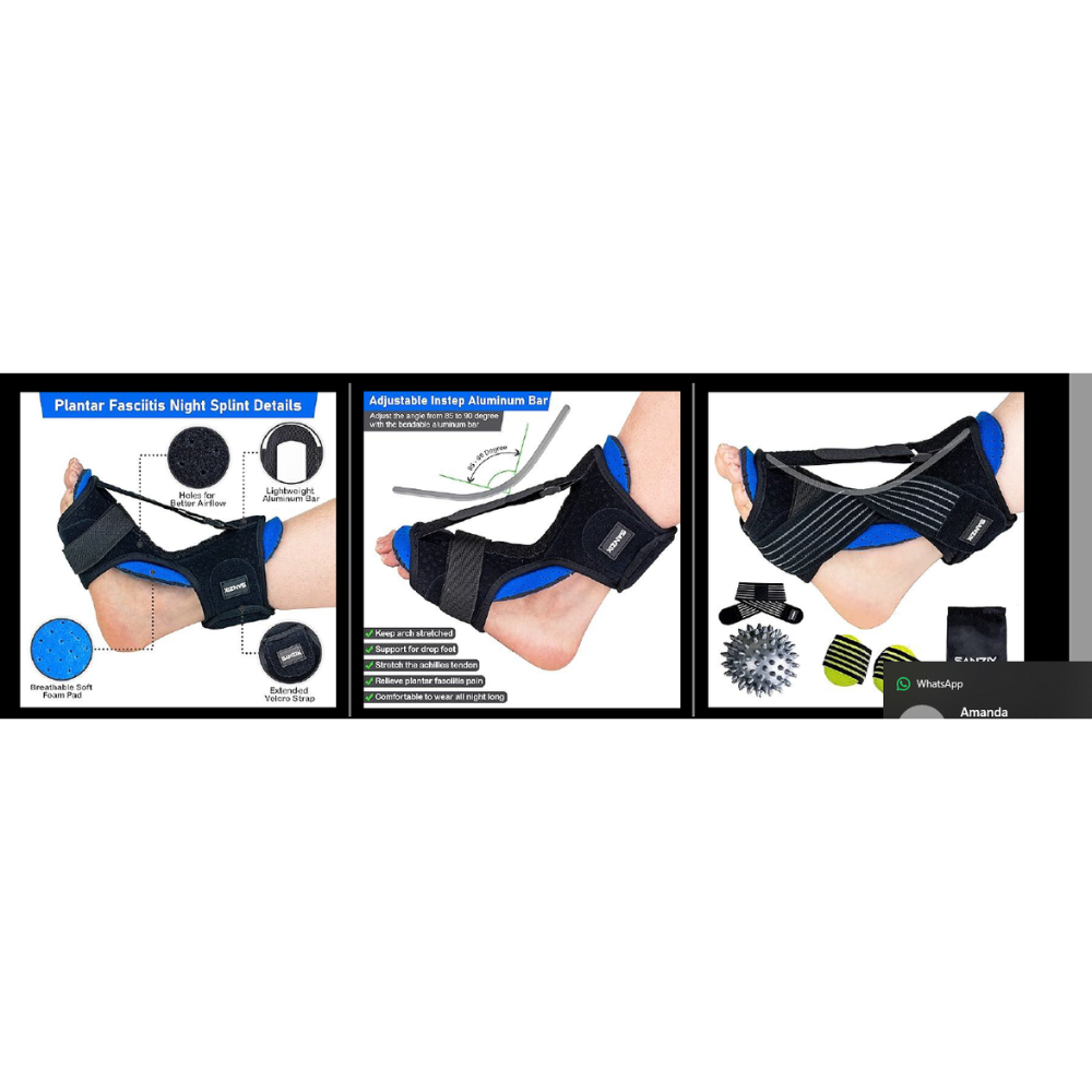 Adjustable Night Splint for Plantar Fasciitis Relief – Foot Brace for Achilles Tendonitis, Heel Pain & Ankle Support – Comfortable Sleeping Stretch Boot for Men & Women