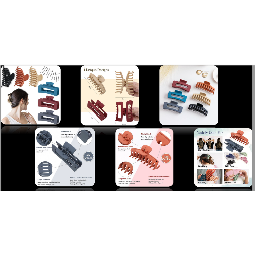 Large Claw Clips for Women – Strong Hold Hair Clips for Thick Thin Curly Hair – Matte Non Slip Jaw Clips Hair Accessories for Everyday Styling